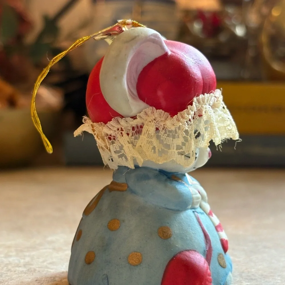 Vtg Jasco 1980's L’il Chimers Christmas Ornament Ceramic Mouse Bell
